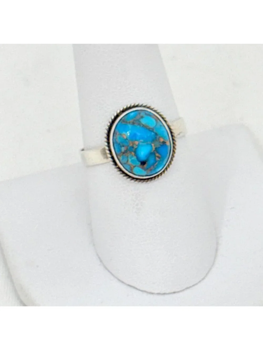 Sterling Silver Mojave Oval Blue Turquoise Ring Size 9  Kingman Mine Stamped 925